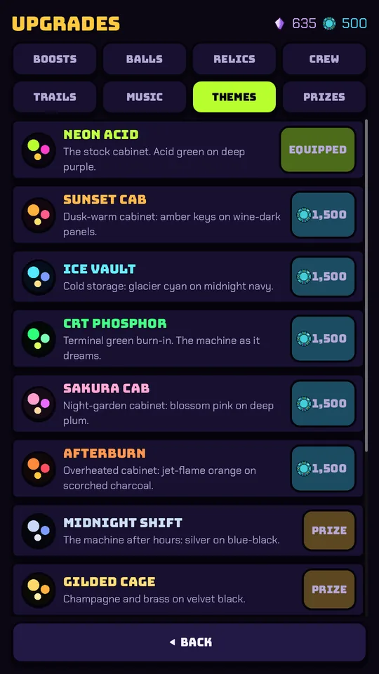 UI theme selection with alternate colour schemes.